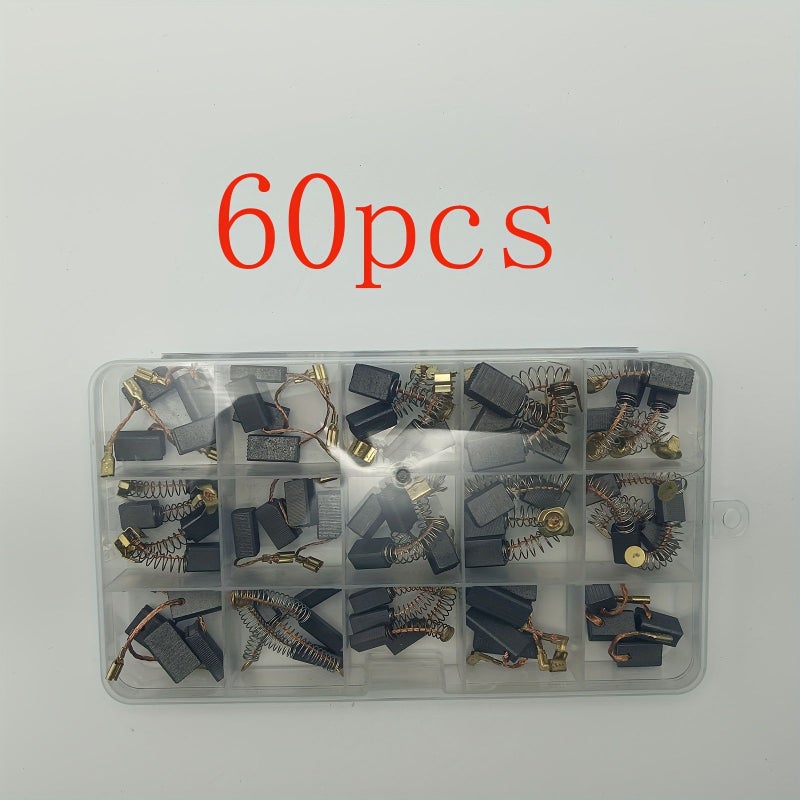 60Pcs 15 Different Specifications Power Tool Carbon Brush Durable Metal Copper Wire For Angle Grinder Hand Drill Hammer Drill Maintenance - Image 1