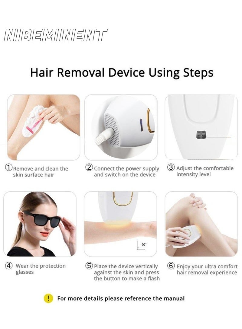 NIBEMINENT Laser Hair Removal IPL Epilators Device 500000 Flashes Epilators Hair Removal Machine Women Shaving Home Use Painless Body Shaver (White) - Image 3