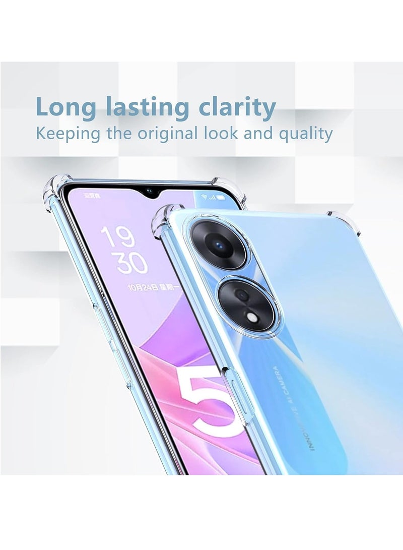 MUNTAQI Oppo A58 5G / A78 5G / A58x Case – Clear Back, Air Cushion, Soft Silicone Shockproof Bumper with Anti-Scratch Protection - Image 2