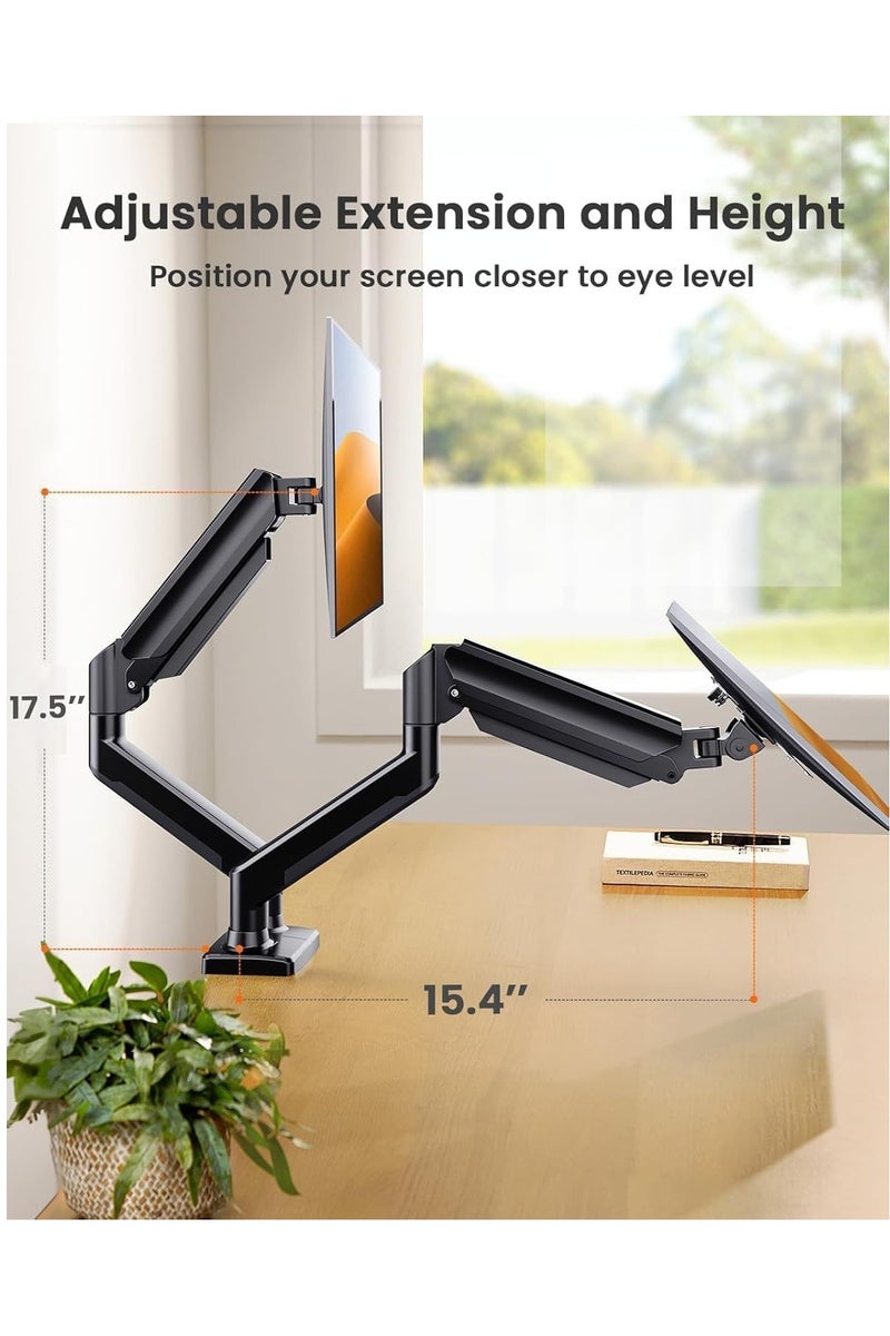 Dual Monitor Desk Mount Stand Full Motion Swivel Computer Monitor Arm for Two Screens 17-32 Inch with 4.4~19.8lbs Load Capacity for Each Display - Image 4