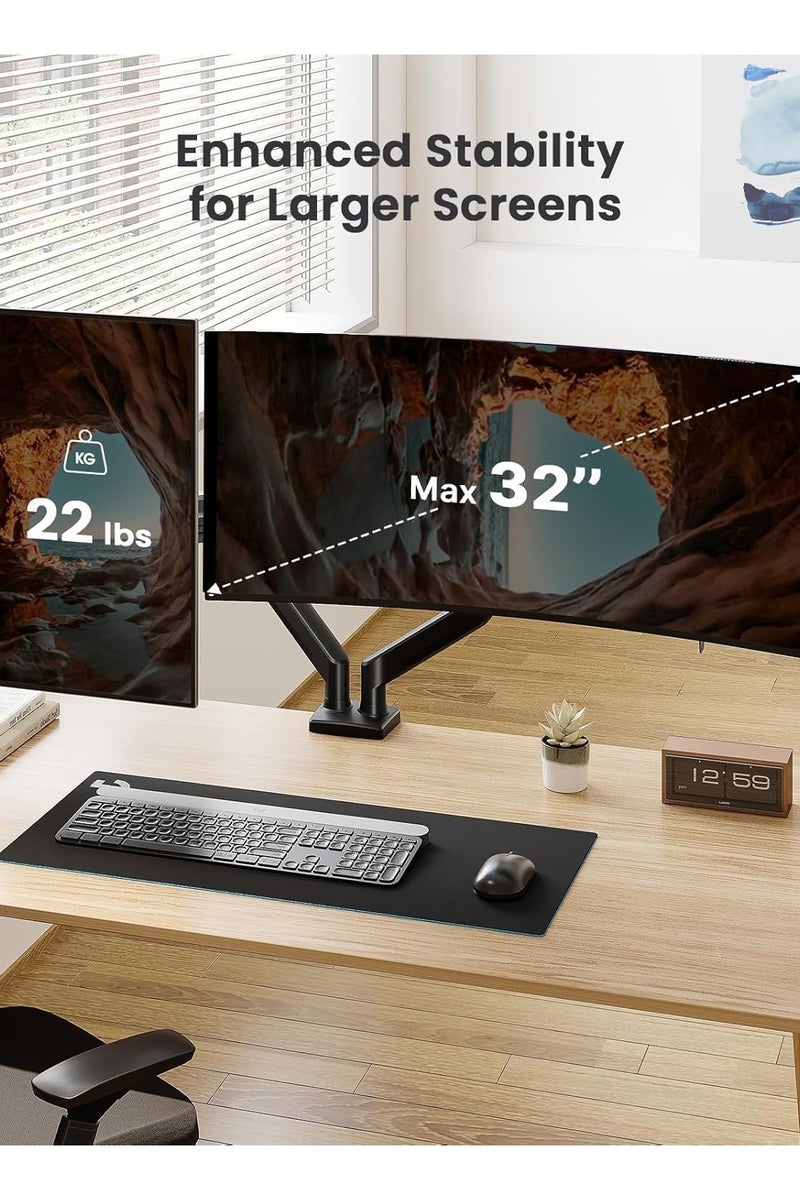 Dual Monitor Desk Mount Stand Full Motion Swivel Computer Monitor Arm for Two Screens 17-32 Inch with 4.4~19.8lbs Load Capacity for Each Display - Image 5