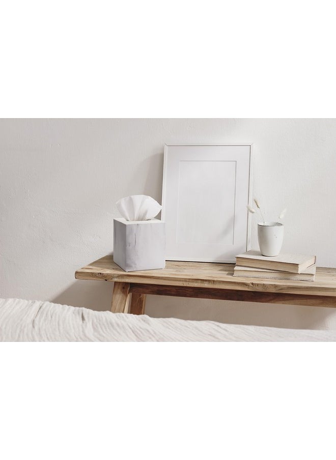Essentra Home Essentra Home White Marble Square Tissue Box Cover - Blanc Collection  - Image 3
