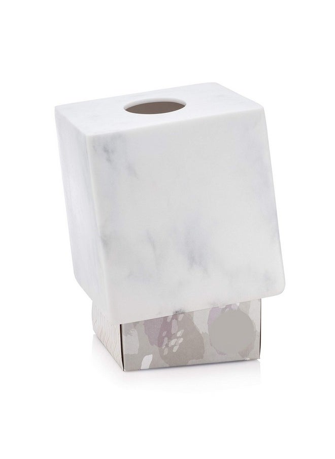 Essentra Home Essentra Home White Marble Square Tissue Box Cover - Blanc Collection  - Image 2