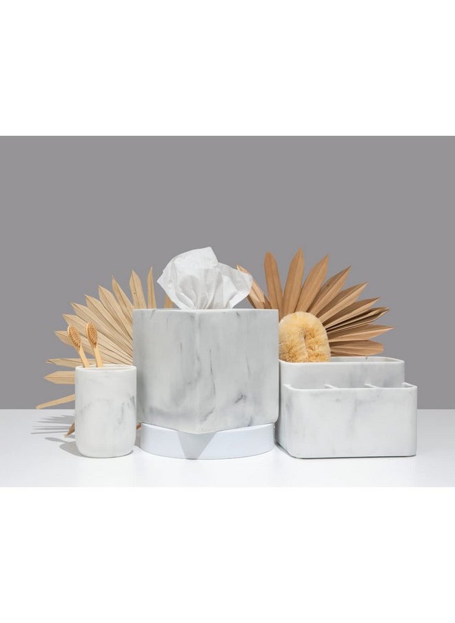 Essentra Home Essentra Home White Marble Square Tissue Box Cover - Blanc Collection  - Image 5