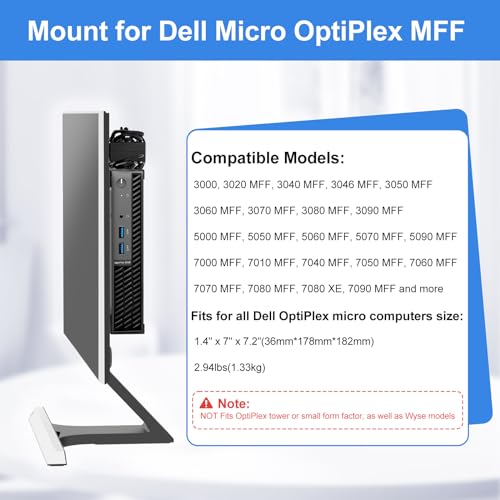 Varghesyla 2 Pack Mini PC Mount for Dell OptiPlex Micro Form Factor Case Wall VESA and Under Desk Mount for Dell MFF 7080 5070 3000 7060 7090 7010 3060 3040 3046 3050 3090 7080XE Micro PC Mounting Bracket - Image 2