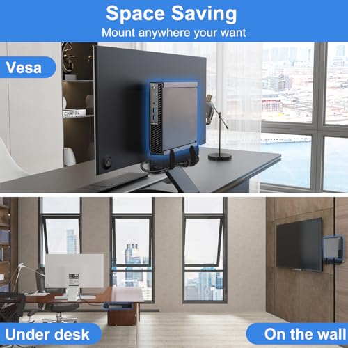 Varghesyla 2 Pack Mini PC Mount for Dell OptiPlex Micro Form Factor Case Wall VESA and Under Desk Mount for Dell MFF 7080 5070 3000 7060 7090 7010 3060 3040 3046 3050 3090 7080XE Micro PC Mounting Bracket - Image 3