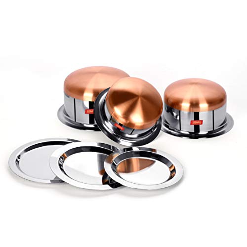 Sumeet Stainless Steel Copper Bottom 3Pc Tope Set with Lid (400Ml, 530Ml, 800Ml) - Image 3