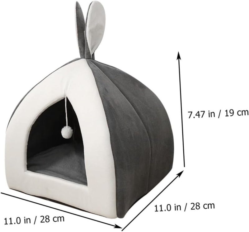 Milisten Small Grey Rabbit Ear Pet Nest for Cats and Hamsters, Breathable Multipurpose Cat Sleeping Bed, Four-Season Indoor House for Kittens and Small Dogs - Image 2