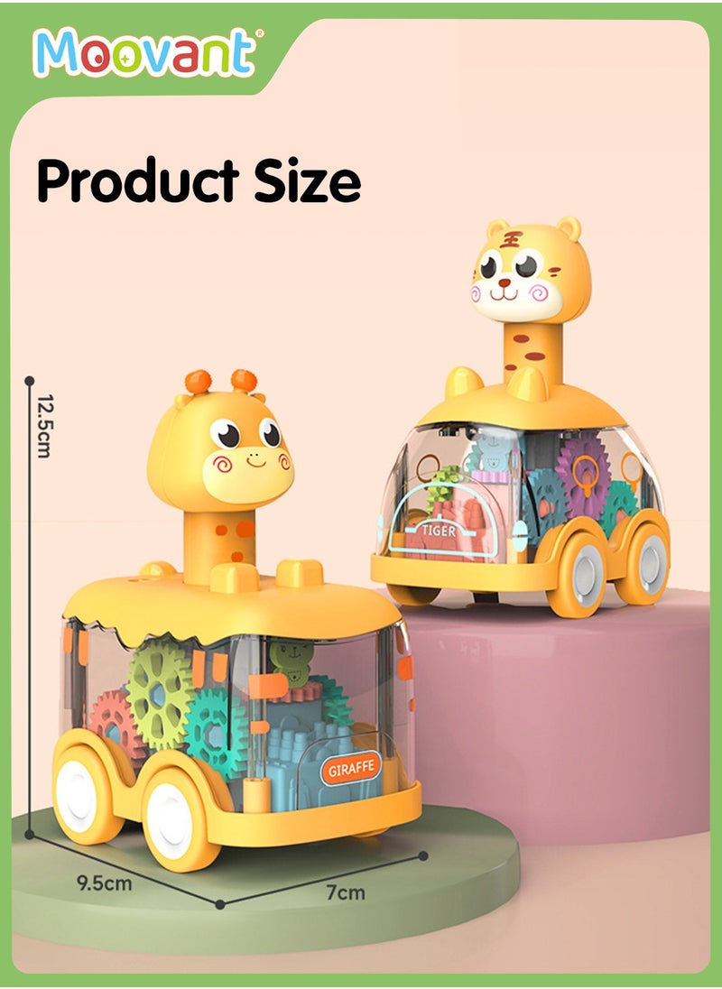 Moovant - 2PCS Baby Toy Cars, Press and Go Car Toys for Toddlers, Light Up Vehicle Toys for Infant, Birthday Gift for Boys Girls, Giraffe & Tiger - Image 1