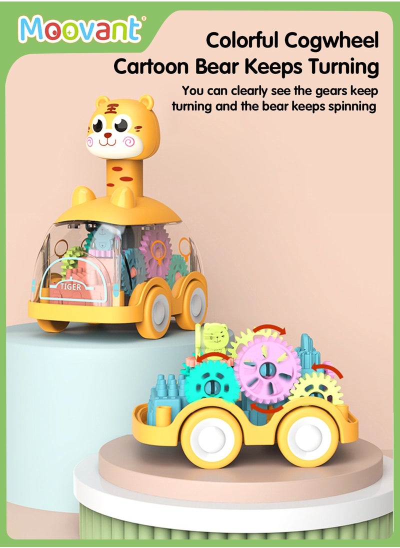 Moovant - 2PCS Baby Toy Cars, Press and Go Car Toys for Toddlers, Light Up Vehicle Toys for Infant, Birthday Gift for Boys Girls, Giraffe & Tiger - Image 1