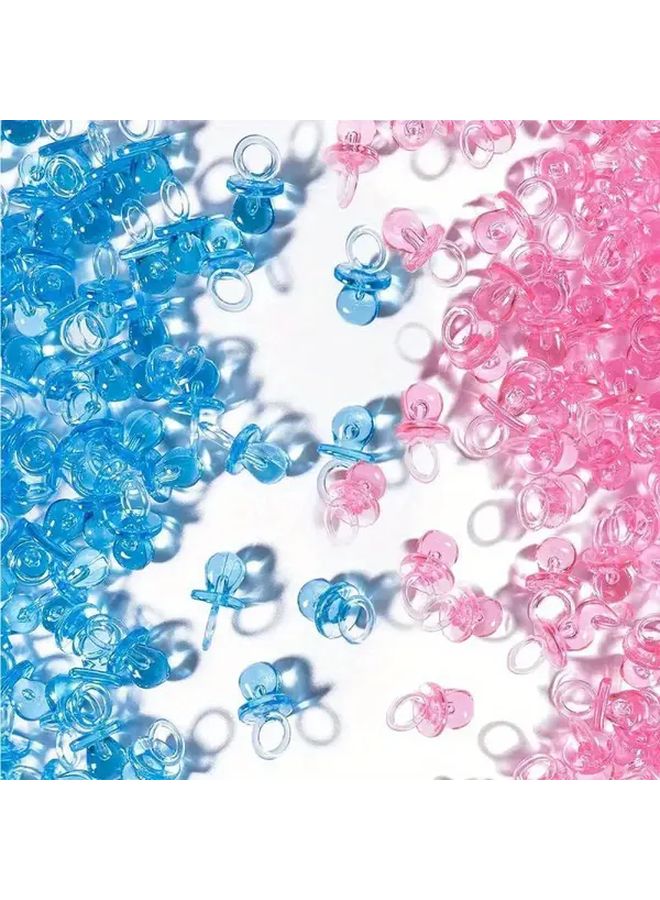 Blue Pink Mini Acrylic Pacifier Gender Reveal Table Scatters 50pcs Baby Shower Birthday Party Decorations - Image 1