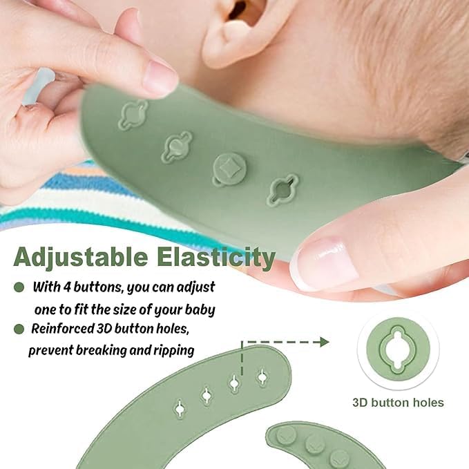 CUBS N BEARS Adjustable Soft Feeding Pocket for Babies (Silicone Bib - Green) | BPA-Free Soft Adjustable Fit | Waterproof Feeding Essential | Food Catcher Pocket for Toddlers - Image 4