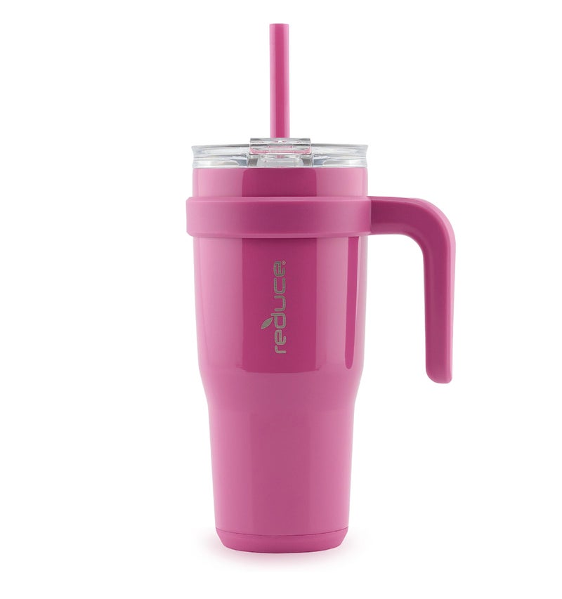 REDUCE 24 oz Stainless Steel Tumbler with Handle - Dual-Wall Vacuum Insulated Travel Mug  Sweat-Proof Lid & Reusable Straw - Keeps Drinks Cold for 24 Hrs  Fits Cupholders  Dishwasher Safe - Sangria - Image 1