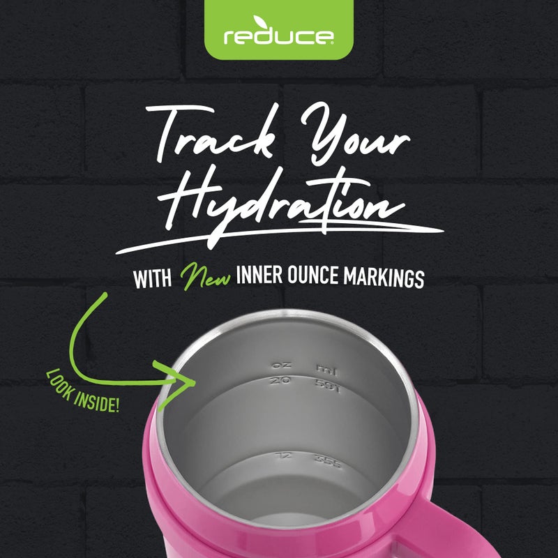 REDUCE 24 oz Stainless Steel Tumbler with Handle - Dual-Wall Vacuum Insulated Travel Mug  Sweat-Proof Lid & Reusable Straw - Keeps Drinks Cold for 24 Hrs  Fits Cupholders  Dishwasher Safe - Sangria - Image 4