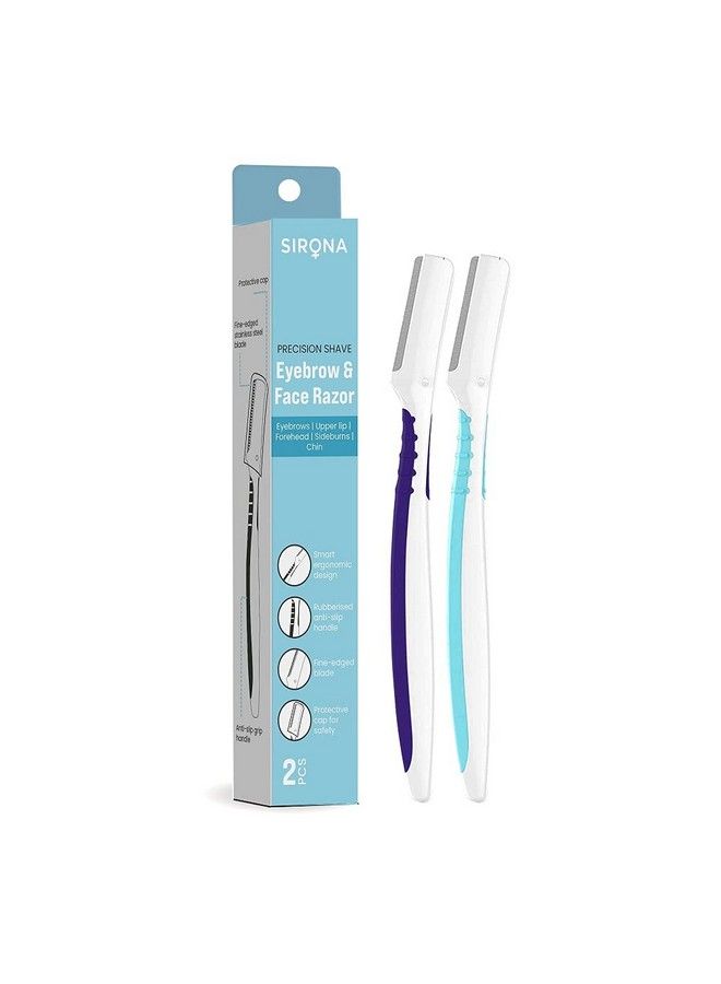 Sirona Reusable Blink & Glow Face Razor For Women 2 Razors ; Painless Facial Hair Removal ; Eyebrow Shaper ; For Eyebrows Upper Lip Forehead Peach Fuzz Chin And Sideburns ; Dermaplaning Tool - Image 2