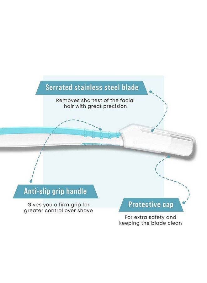 Sirona Reusable Blink & Glow Face Razor For Women 2 Razors ; Painless Facial Hair Removal ; Eyebrow Shaper ; For Eyebrows Upper Lip Forehead Peach Fuzz Chin And Sideburns ; Dermaplaning Tool - Image 3