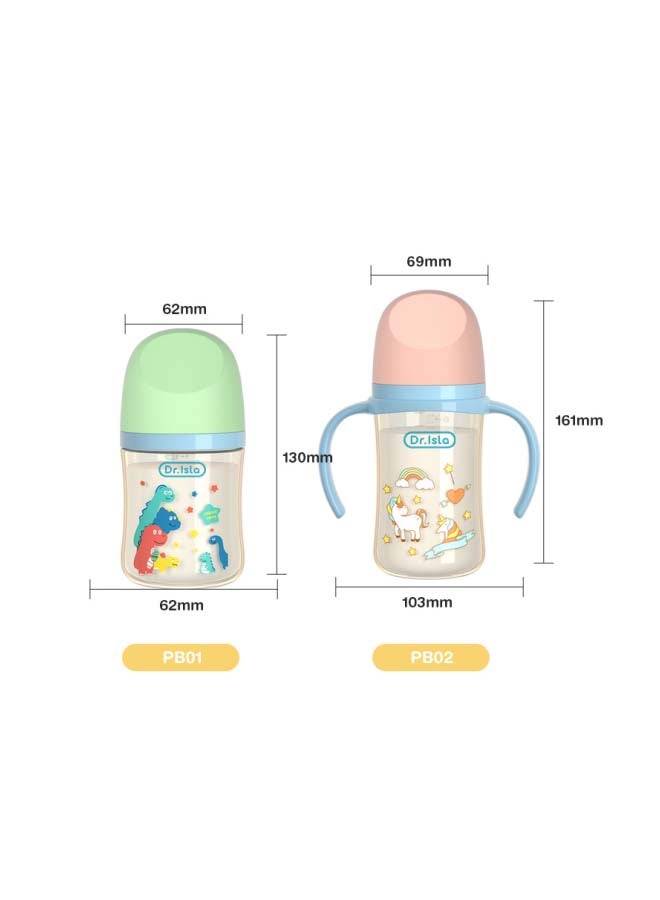 Dr.isla Baby Bottle PB01, 160ML, Special for Infants & Young Children, Silicone Nipple, PPSU+PP Material, Air Flex System, Impact-Resistant, Green  - Image 2