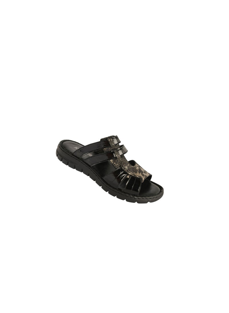 Josef Seibel Ladies Flat  Sandals 93435-AR Black / Gold 071-2009 - Image 2
