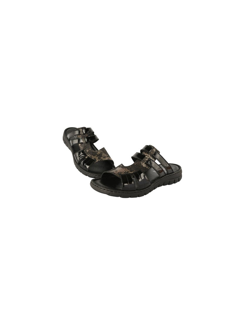 Josef Seibel Ladies Flat  Sandals 93435-AR Black / Gold 071-2009 - Image 3