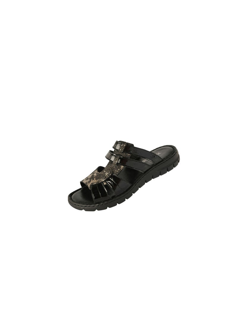 Josef Seibel Ladies Flat  Sandals 93435-AR Black / Gold 071-2009 - Image 1