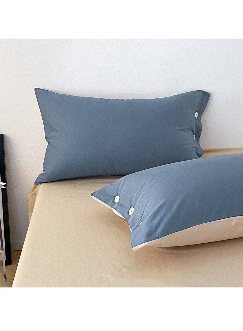 AROAQ Bed Cover Set, Soft Luxurious Pure Bedsheet Set, Long-staple Cotton Simple Solid Color Bed Sheet Quilt Cover Bedding Twill Cotton Set, ( milk tea, 1.5m fitted sheet set of four) - Image 4