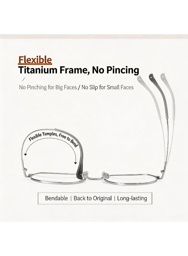 بوكيلار نظارات قراءة PUKCLAR بدون وصفة طبية إطار تيتانيوم نقي خفيفة鼻托 قابلة للتعديل أعمال أزياء للرجال والنساء للإمارات والسعودية - Image 4