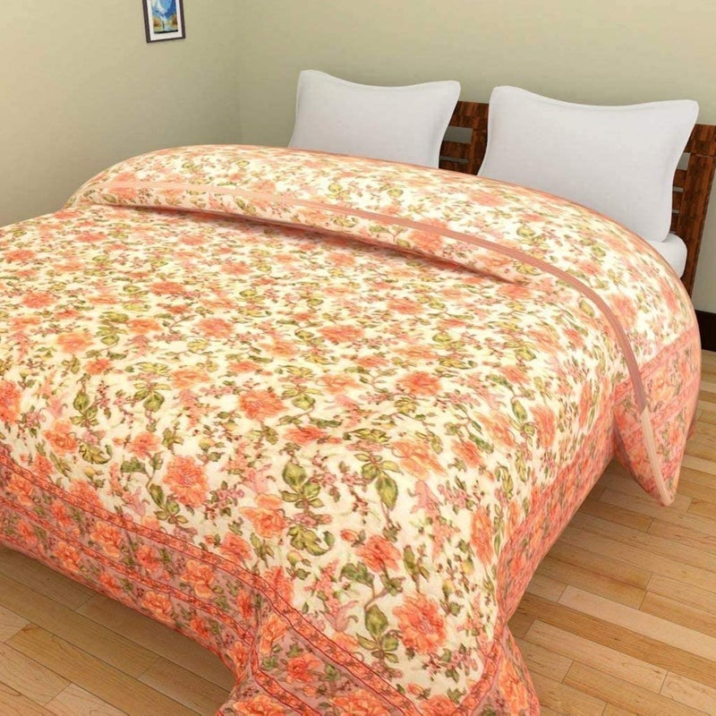 LOARSHY Pure Cotton Sanganeri Printed Quilt | Lightweight and Warm Jaipuri Rajasthani Bed Razai | Soft Razai for Winters | Beautiful Gift Item - Image 1