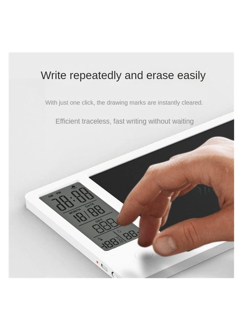 Y&D - Desktop LCD Writing Tablet Drawing Pad with Digital Alarm Clock and Calendar Electronic Bulletin Board Memo Temperature Humidity for Kids Bedroom Office School - Image 1