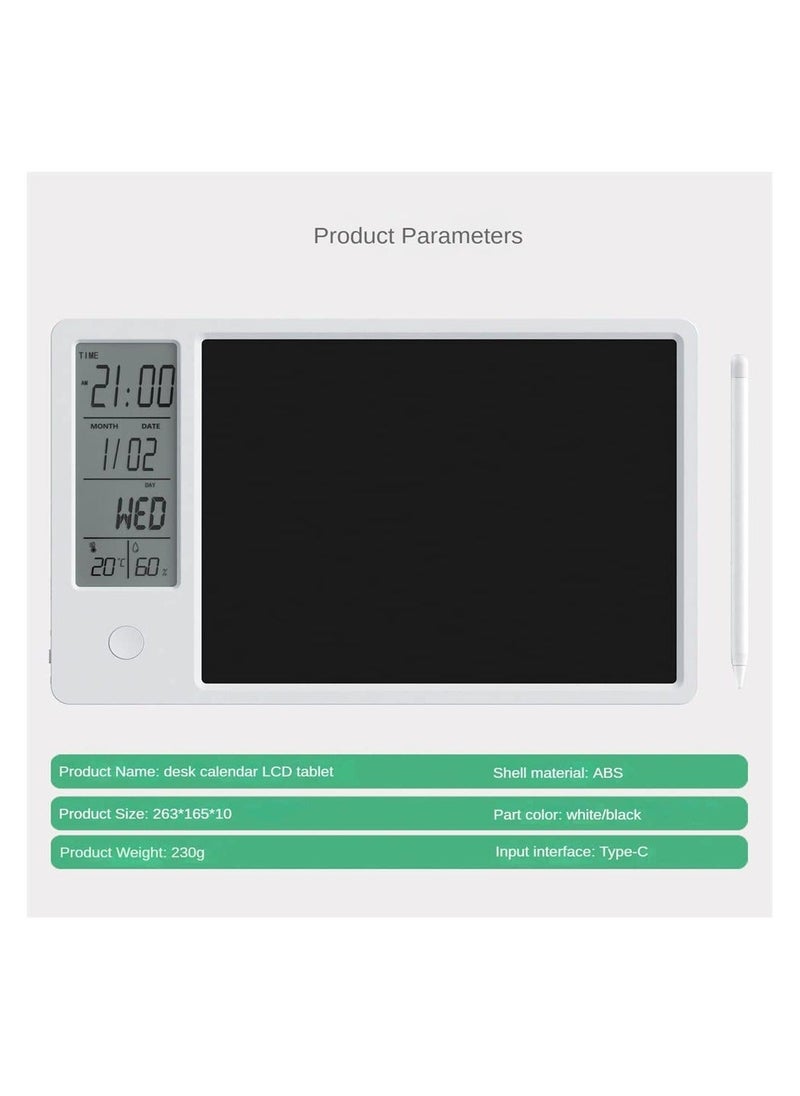 Y&D - Desktop LCD Writing Tablet Drawing Pad with Digital Alarm Clock and Calendar Electronic Bulletin Board Memo Temperature Humidity for Kids Bedroom Office School - Image 1