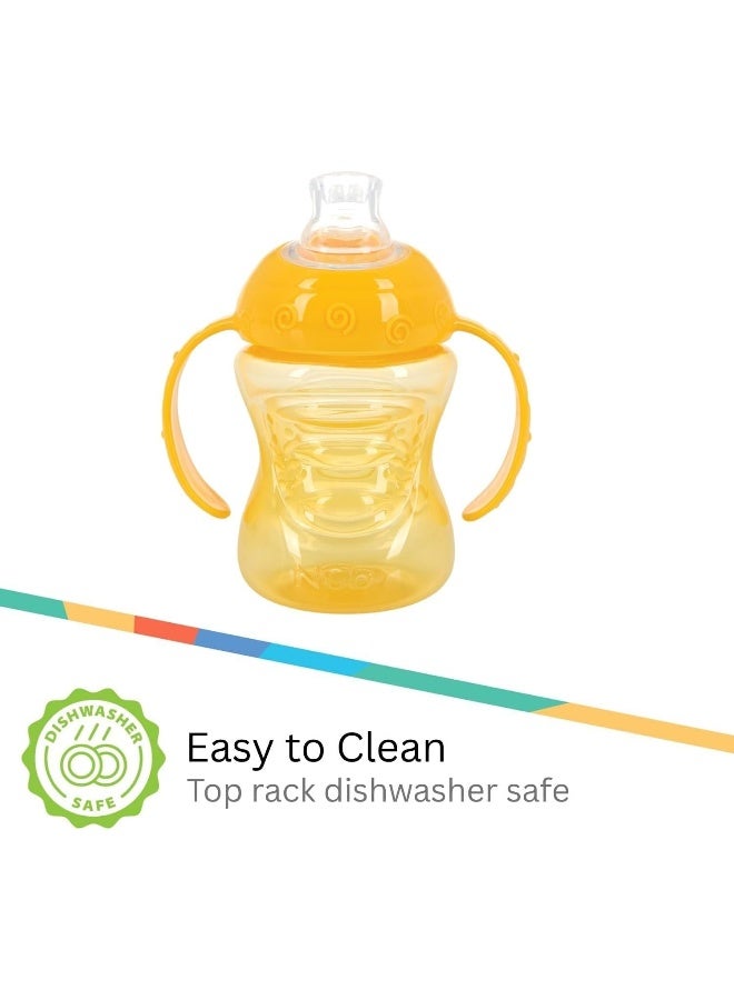 Nuby 3 Pack Two Handle No Spill Toddler Sippy Cups - Toddler Cups Spill Proof with Easy and Firm Grip - Aqua, Yellow, Coral