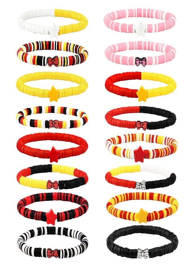 Sumalon Colorful Friendship Bracelet Set, Cute Stack Summer Beach Surfer Bracelets, Handmade Adjustable Stretch Beaded Bracelets (16Pcs-Mouse) - Image 1