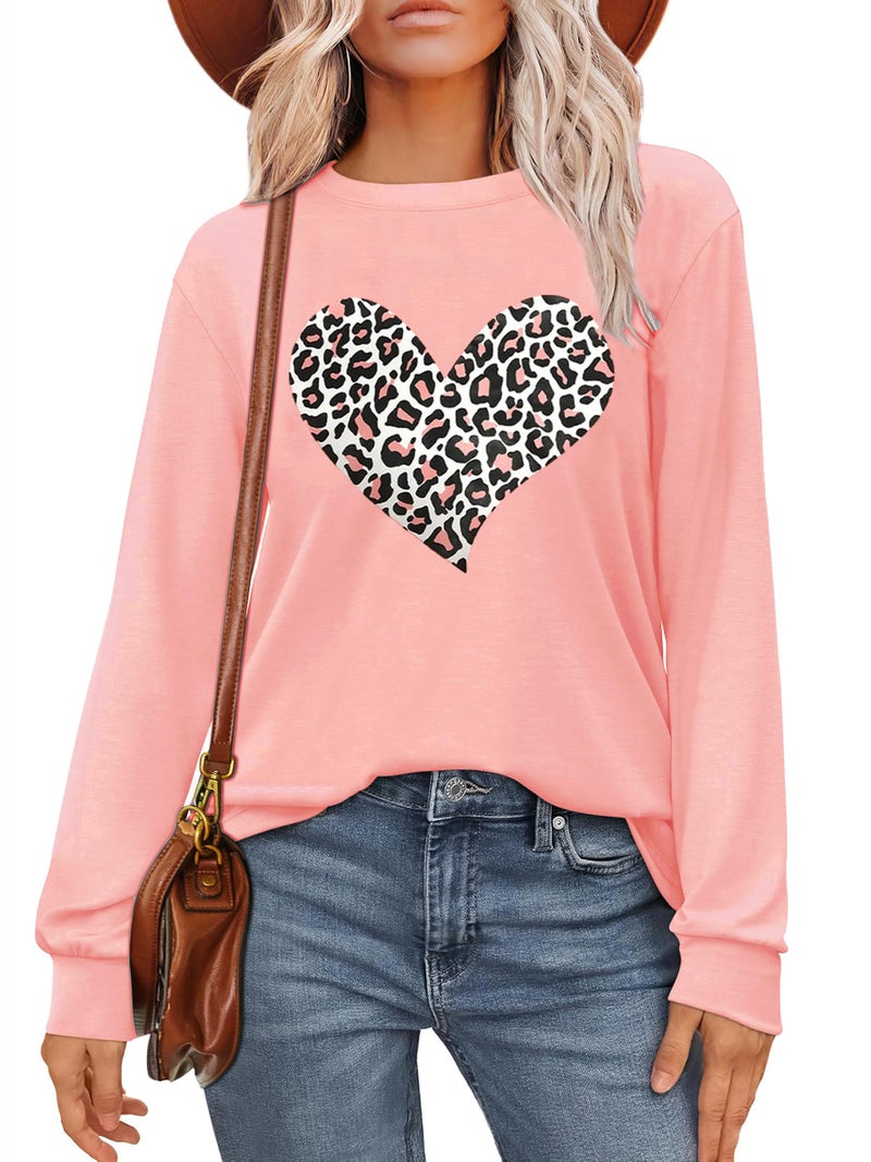 CAZYCHILD Valentines Day Women Shirt : Love Heart Graphic Long Sleeve Valentine Pullover Tops Casual Valentines Gifts - Image 1