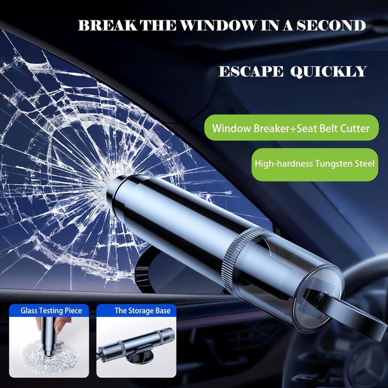 Underwater Special Safety Hammer 2026 Upgraded Car Emergency Escape Tool 2-In-1 Glass Breaker And Seatbelt Cutter With Powerful Spring-Loaded One-Second Window Break Portable Keychain Design Red+Red - Image 5