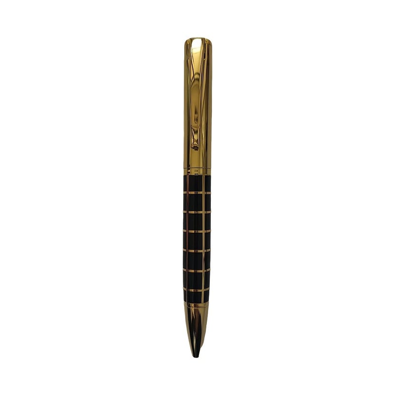 Golden Black Checkered Metal Ballpoint Pen Quality Office Stationery - Image 3