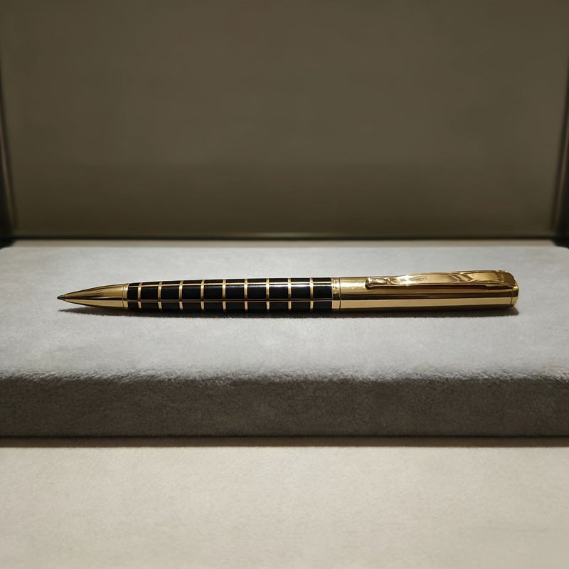 Golden Black Checkered Metal Ballpoint Pen Quality Office Stationery - Image 5