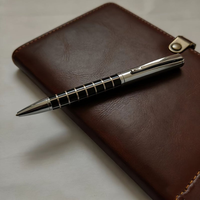 Golden Black Checkered Metal Ballpoint Pen Quality Office Stationery - Image 4