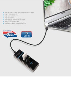نيبمينينت كابل محول وموزع محمول مزود بعدد 4 منافذ USB 3.0 أسود  - Image 3