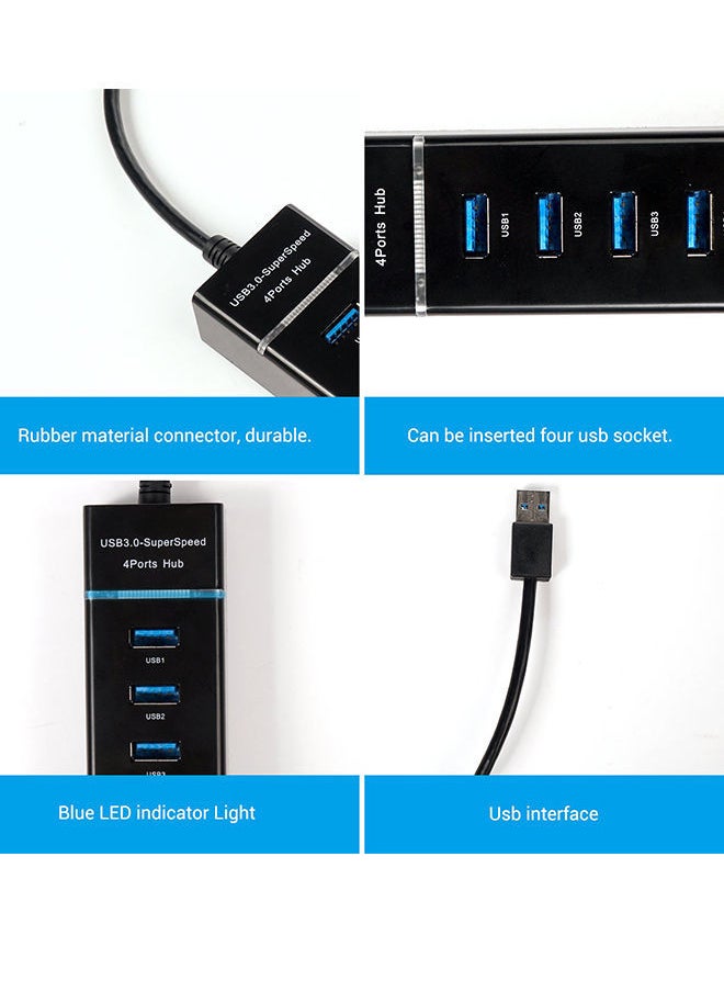 نيبمينينت - كابل محول وموزع محمول مزود بعدد 4 منافذ USB 3.0 أسود - Image 1