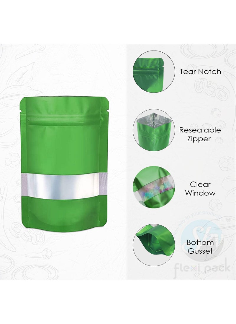 SKY FLEXI PACK SKY FLEXI PACK Ziplock Matte Finish Polyester Pouch 16 x 235cm Green Pack of 5 Airtight Reusable Waterproof Stand Up MultiPurpose Storage Bags with Transparent Window Capacity 500gm  - Image 3