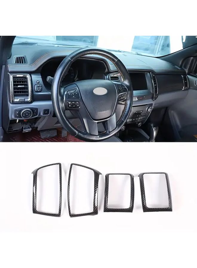 Carbon Fiber Pattern Air Outlet Frame Decorative Stickers For Ford Ranger Everest 2016-2021 - Image 1