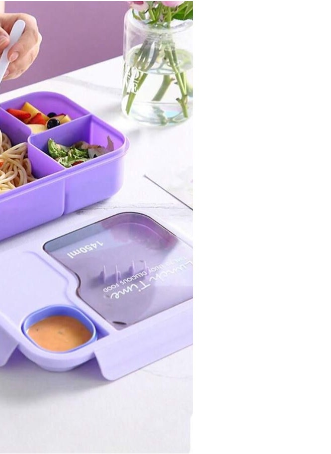Lunch Box with Spoon&Fork, 1450ml Capacity, 3 Compartments, Microwave Safe, Multiple Colors
