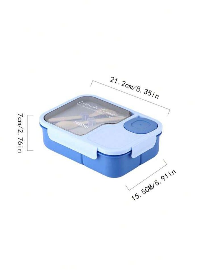 Lunch Box with Spoon&Fork, 1450ml Capacity, 3 Compartments, Microwave Safe, Multiple Colors