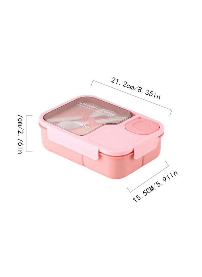 Lunch Box with Spoon&Fork, 1450ml Capacity, 3 Compartments, Microwave Safe, Multiple Colors
