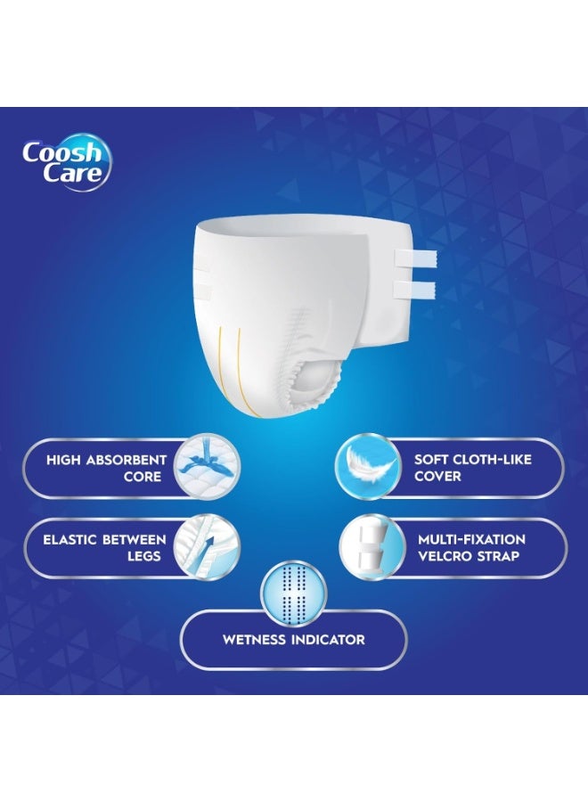 CooshCare حفاضات للبالغين للرجال والنساء، متوسط (M)، 10 قطعة – سراويل قابلة للتصرف فائقة الامتصاص مع غطاء ناعم مثل القماش، أحزمة فيلكرو متعددة التثبيت، حماية من التسرب والتحكم في الروائح - Image 5
