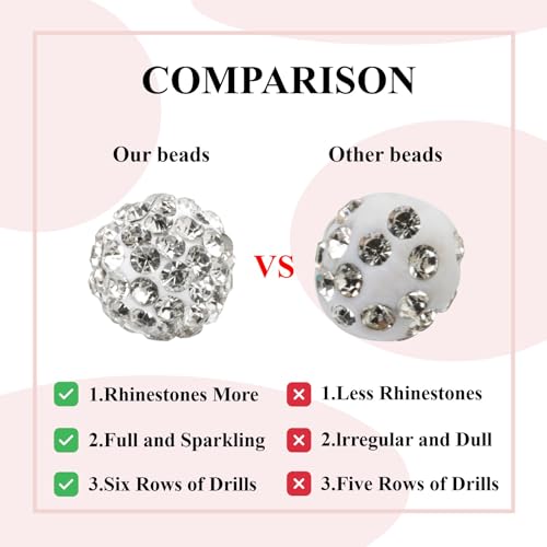 Jukercici 10mm Clay Rhinestone Beads for Bracelets, 100 Pcs Sparkle Crystal Beads for Jewelry Making, Glitter Round Shamballa Disco Ball Design for DIY Crafts Necklace Earrings Decoration (Light Green) - Image 3