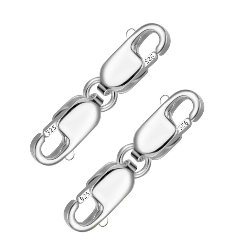 925 Sterling Silver Double Lobster Clasp Bracelet Extender Necklace Clasps and Closures Sterling Silver Bracelet Extension Clasps for Jewelry Making2pcs