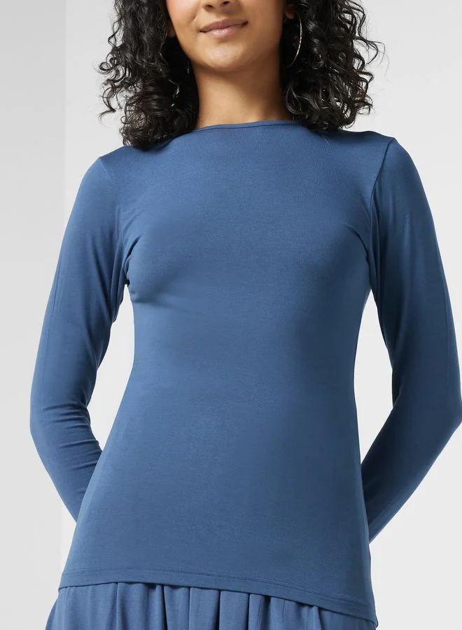 Ginger Basics Closed Neck Long Sleeve Top
