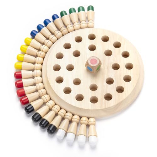 Hirger Wooden Memory Chess Matching Game Family Board Games for Kids and Adults Montessori Preschool Learning Educational Toy Birthday Gift for Age 3 4 5 6 7 8 Boy Girl - Image 1