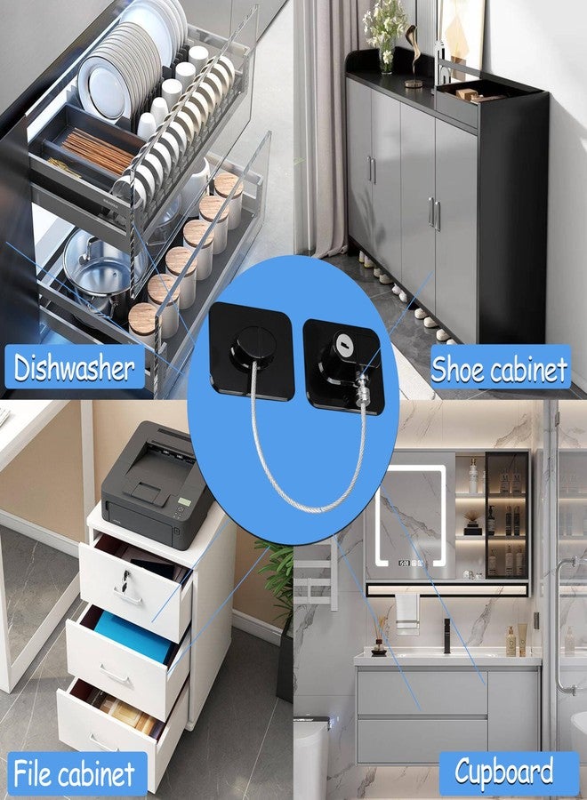 MCOTOP Cabinet Locks Baby proofing, Child Safety Cabinet Proofing, Baby proofing cabinets, for Fridge Locks-Kitchen-Oven Lock-Drawer Lock (Upgraded Black) - Image 3