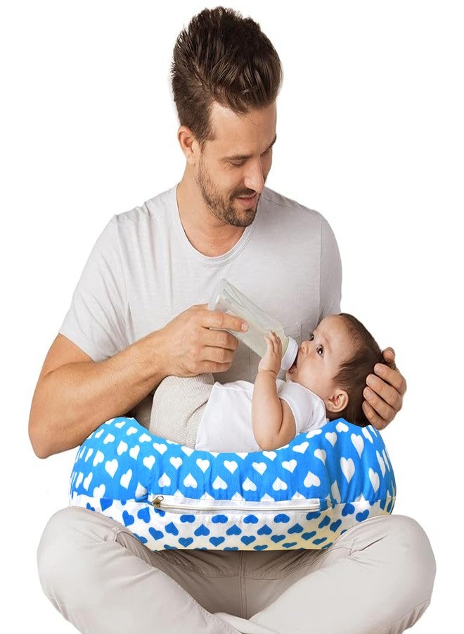 VParents Feeding Pillow, Breast Feeding Pillows Vacuum Packed Cotton Nursing Pillow and Positioner, Breastfeeding, Bottle Feeding, Baby Support Rosy (Blue) 110486 - Image 3